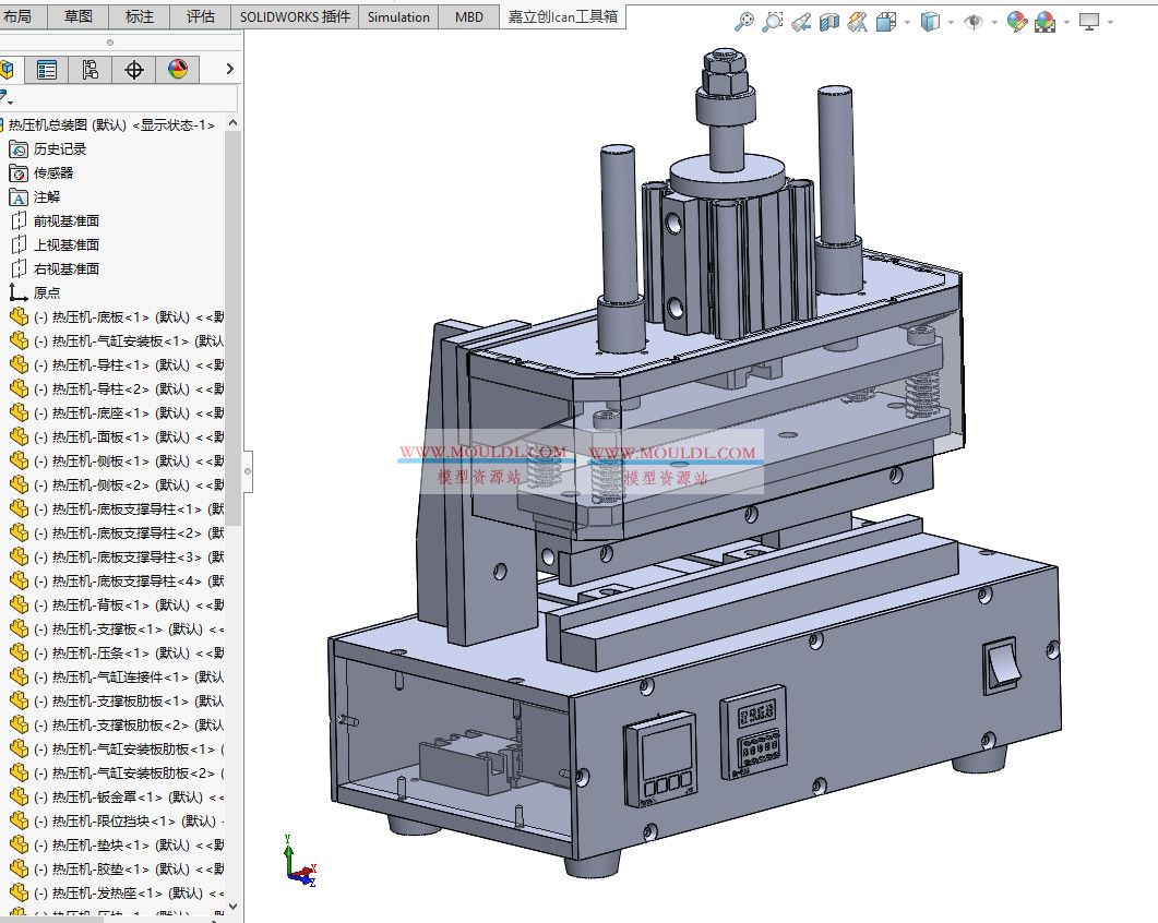 热压机3D模型下载 | 自动伺服热压成型设备 SolidWorks图纸 3D模型下载 - MOULDL模型库