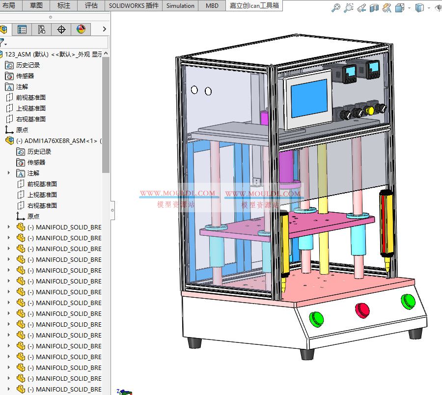 伺服压装机3D模型下载 | 高精度力位移监控压装设备 SolidWorks图纸 3D模型下载 - MOULDL模型库