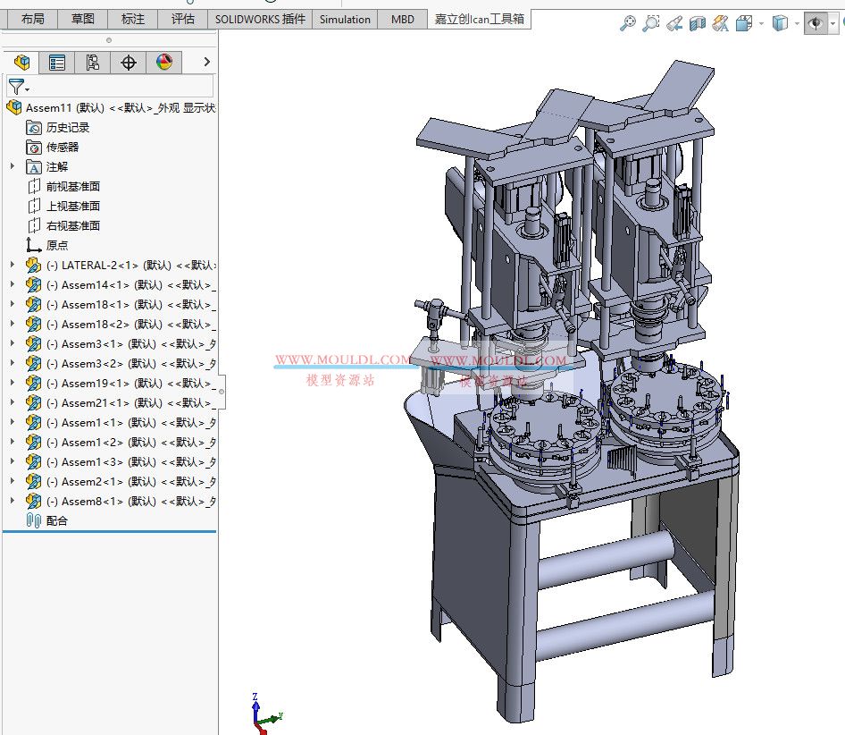 自动转盘钻孔机3D模型下载 | 多工位数控钻孔设备 SolidWorks图纸 3D模型下载 - MOULDL模型库