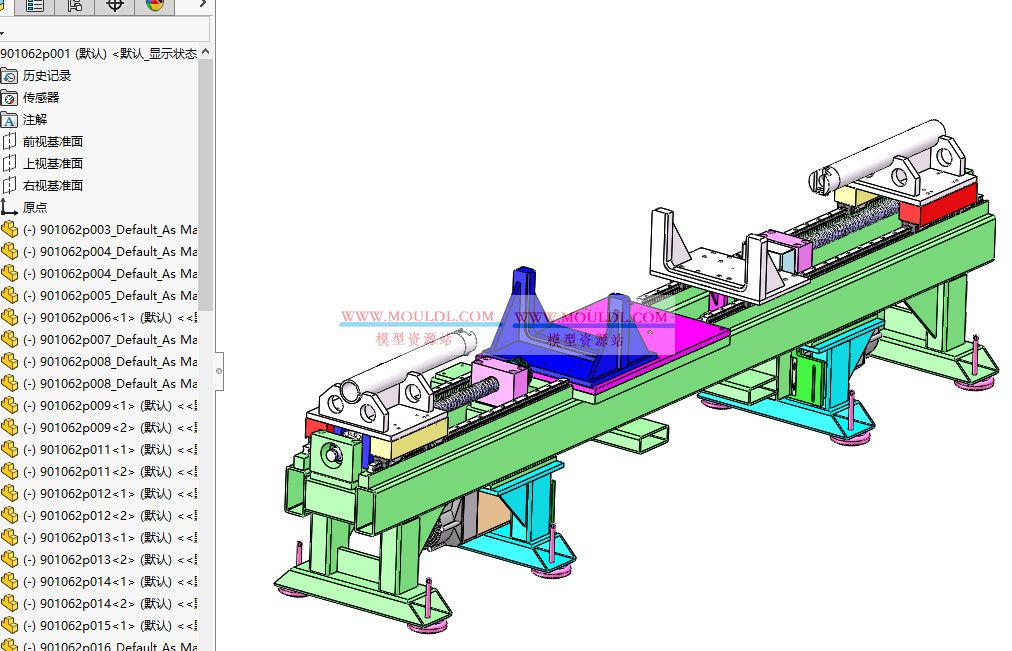 大尺寸柱状工件装夹机3D模型下载 | 重型自定心液压夹具 SolidWorks图纸 3D模型下载 - MOULDL模型库