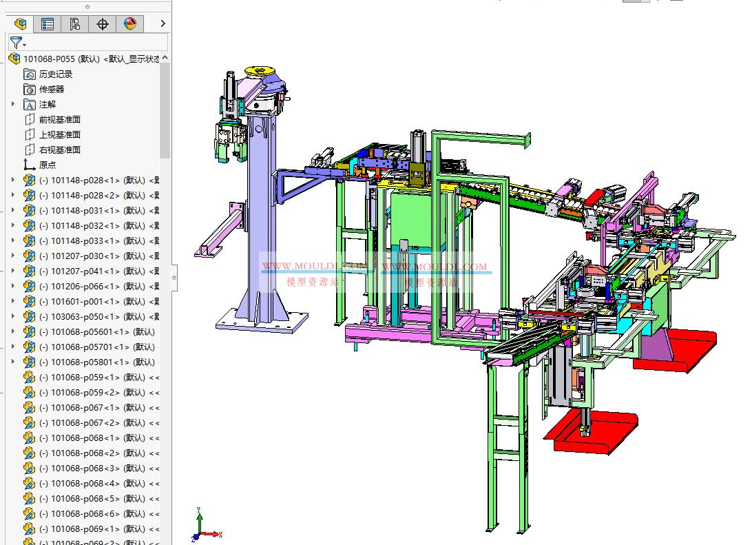 高度自动化灌装生产线3D模型下载 | 智能液体灌装整线 SolidWorks图纸 3D模型下载 - MOULDL模型库