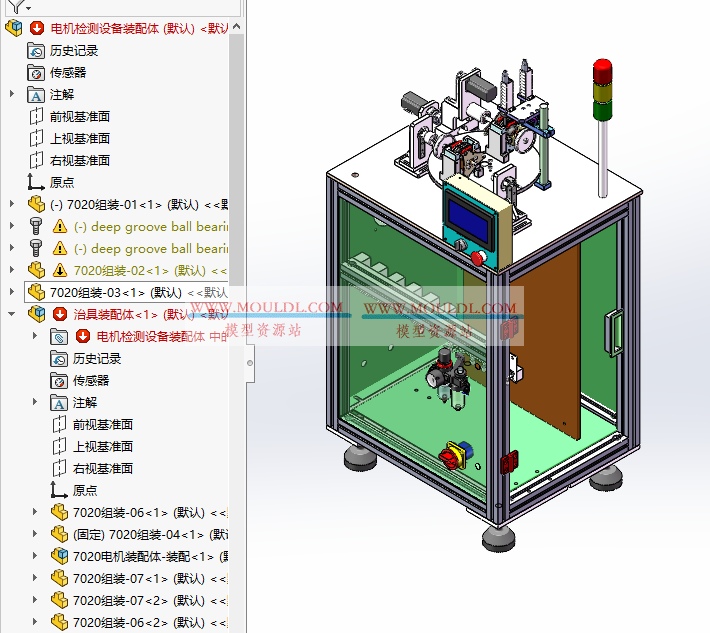电机检测线围设备3D模型, 电机定子线圈短路断路测试机 CAD图纸下载 3D模型下载 - MOULDL模型库