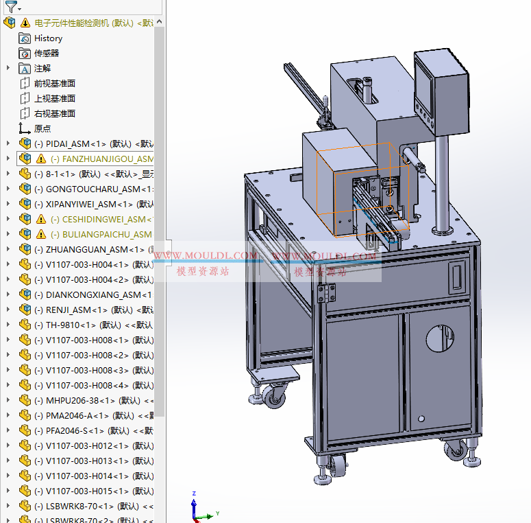 电子元器件性能检测机3D模型, 电阻电容电感电性能测试设备 CAD图纸下载 3D模型下载 - MOULDL模型库