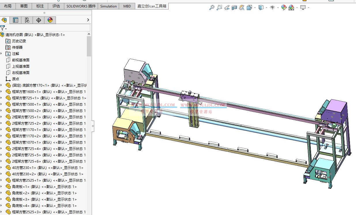 清洗机设备3D模型下载 SolidWorks可编辑含喷洗腔体与循环过滤系统 3D模型下载 - MOULDL模型库