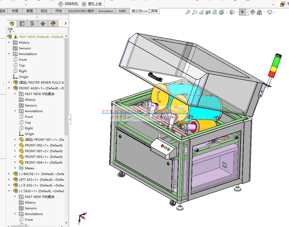 全自动搅拌机3D模型下载 SolidWorks可编辑含搅拌罐、驱动电机与自动出料阀 3D模型下载 - MOULDL模型库