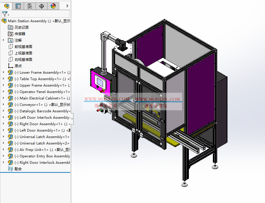 自动组装视觉检测设备3D模型, 组装+CCD检测一体机 CAD图纸下载（含定位与分拣） 3D模型下载 - MOULDL模型库