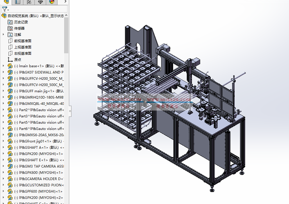 自动视觉系统3D模型, 工业CCD视觉检测平台 CAD图纸下载（含光源+相机+运动机构） 3D模型下载 - MOULDL模型库