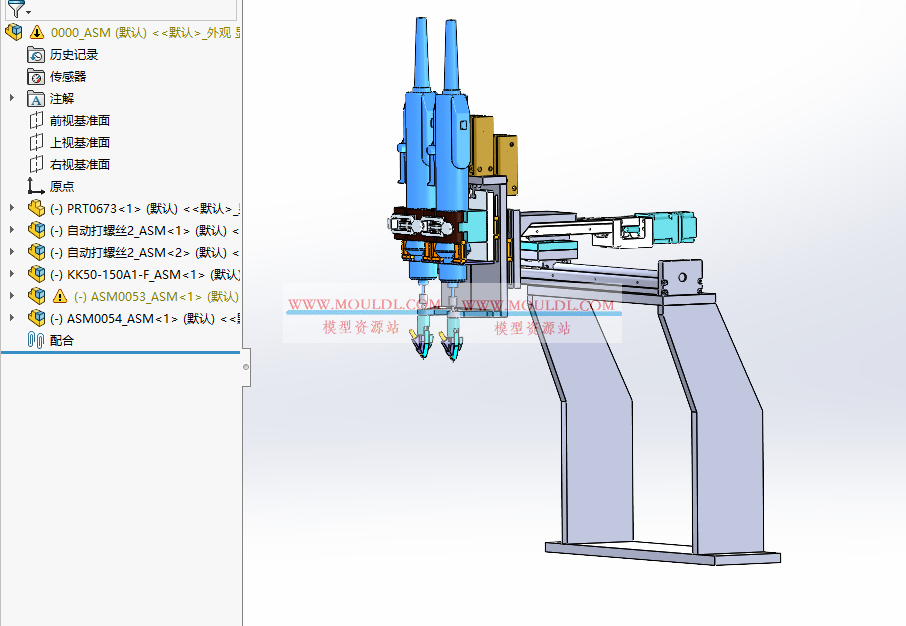 三轴自动打螺丝机3D模型, XYZ三轴锁螺丝设备 CAD图纸下载（含吹气供料+浮高检测） 3D模型下载 - MOULDL模型库