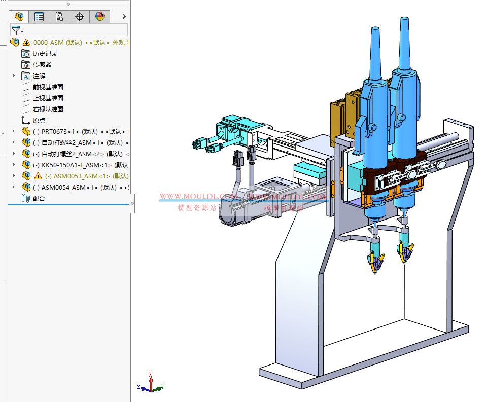 三轴自动打螺丝机3D模型下载 | XYZ轴伺服锁螺丝 SolidWorks图纸 3D模型下载 - MOULDL模型库