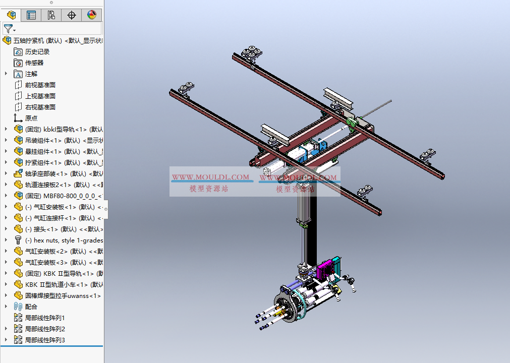 五轴螺栓拧紧机3D模型, 五轴同步螺栓锁付设备 CAD图纸下载（含扭矩+角度控制） 3D模型下载 - MOULDL模型库