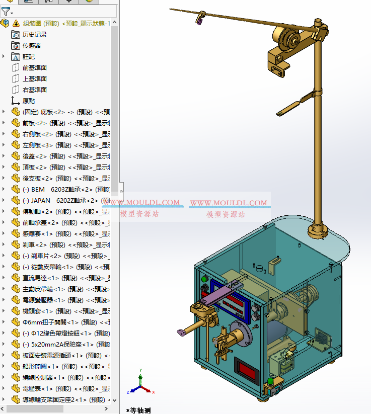 电机手动绕线机3D模型, 手摇式线圈绕线设备 CAD图纸下载（含计数器+张力调节） 3D模型下载 - MOULDL模型库