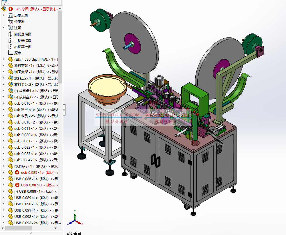 USB高速自动插PIN组装机3D模型, Type-C连接器端子装配设备 CAD图纸下载 3D模型下载 - MOULDL模型库