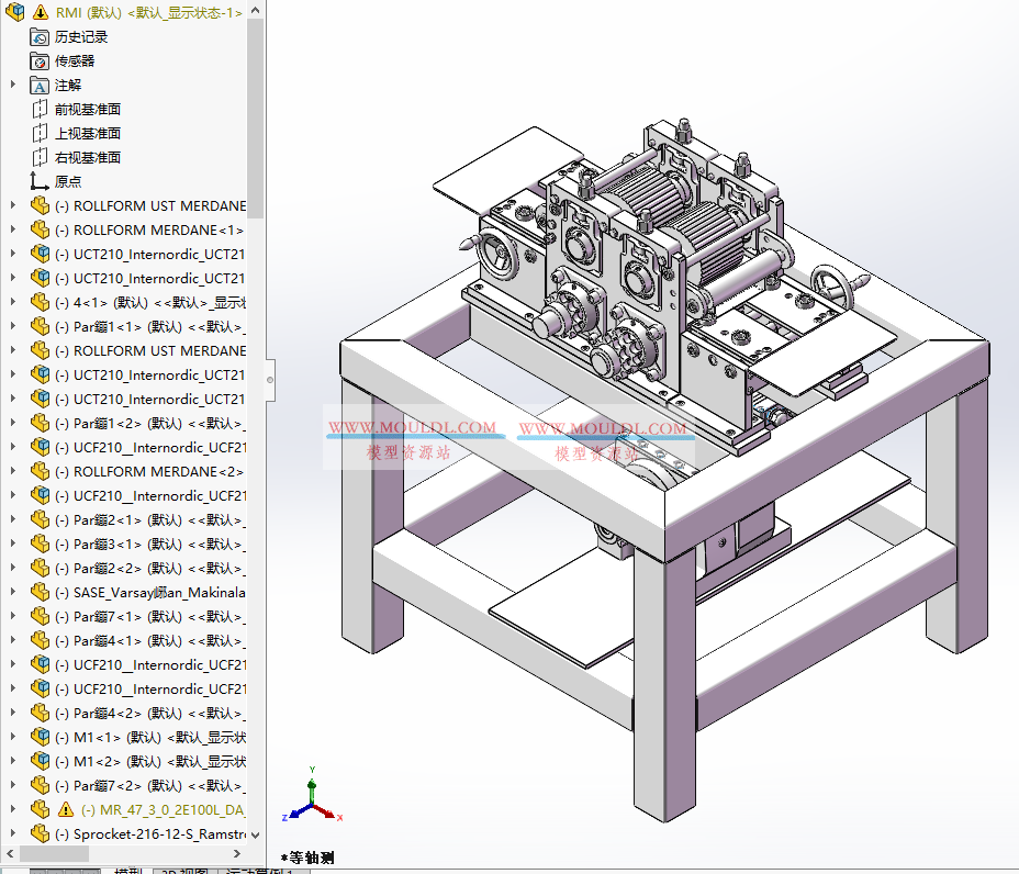 成卷机3D模型, 自动收卷复卷设备 CAD图纸下载（含张力+计长+排线） 3D模型下载 - MOULDL模型库