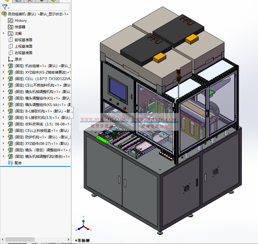 触摸屏自动组装机3D模型, 触控模组全自动贴合绑定设备 CAD图纸下载 3D模型下载 - MOULDL模型库