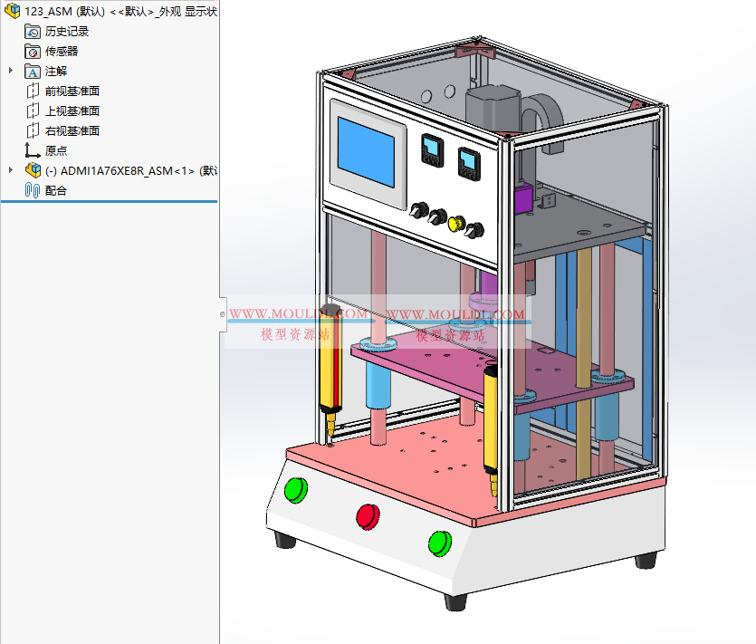 伺服电机压机3D模型, 高精度伺服压装设备 CAD图纸下载（含力位移监控） 3D模型下载 - MOULDL模型库