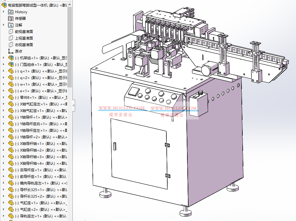 电容全自动剪脚弯脚成型一体机3D模型, 引线电容自动成型设备 CAD图纸下载 3D模型下载 - MOULDL模型库