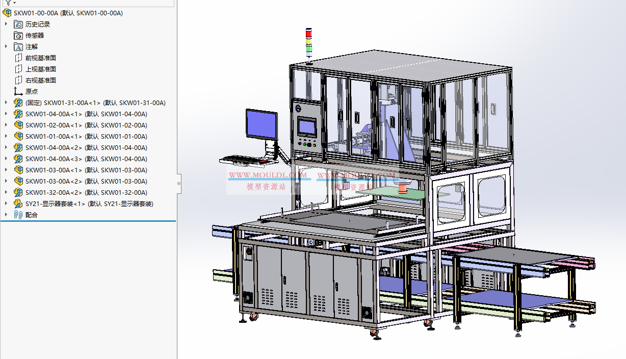 电视贴偏光片设备3D模型, 大尺寸LCD偏光片自动贴合机 CAD图纸下载 3D模型下载 - MOULDL模型库