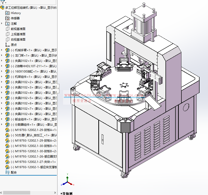 多工位铆压组装机3D模型, 转盘式自动铆接装配设备 CAD图纸下载 3D模型下载 - MOULDL模型库