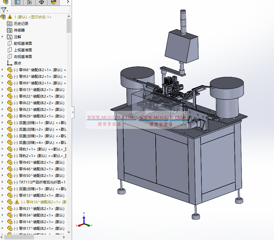 光纤连接器组装机3D模型, LC/SC/MPO连接器全自动装配设备 CAD图纸下载 3D模型预览图 - MOULDL模型库