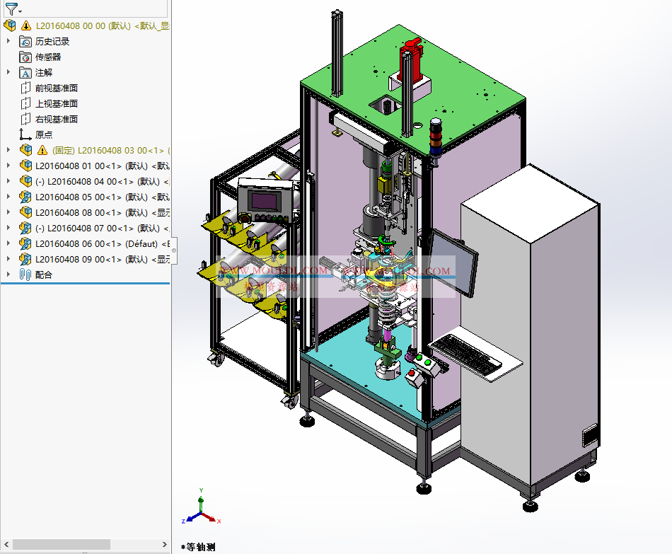 减震器组装设备3D模型, 汽车减震器全自动装配测试一体机 CAD图纸下载 3D模型预览图 - MOULDL模型库