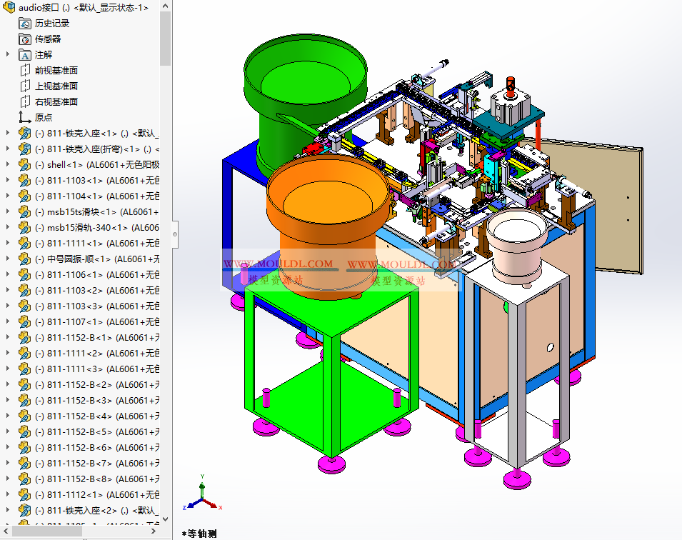 接口组装机3D模型, Type-C/USB/HDMI连接器全自动装配设备 CAD图纸下载 3D模型预览图 - MOULDL模型库