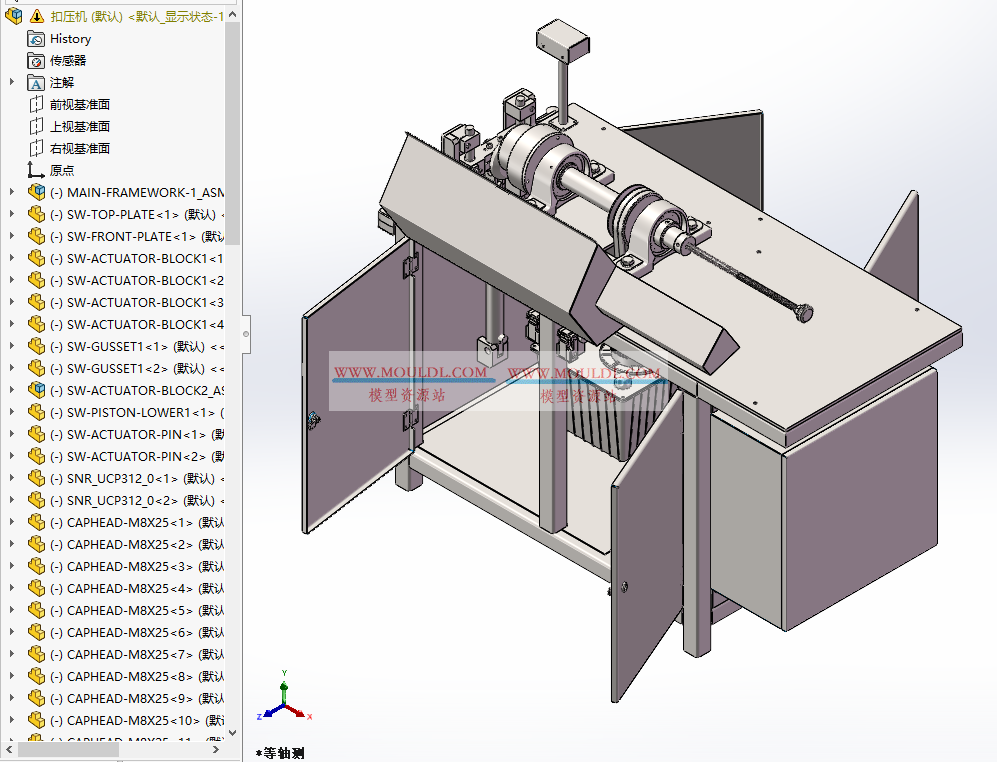扣压机3D模型, 液压胶管自动扣压设备 CAD图纸下载（含模具+定位系统） 3D模型预览图 - MOULDL模型库