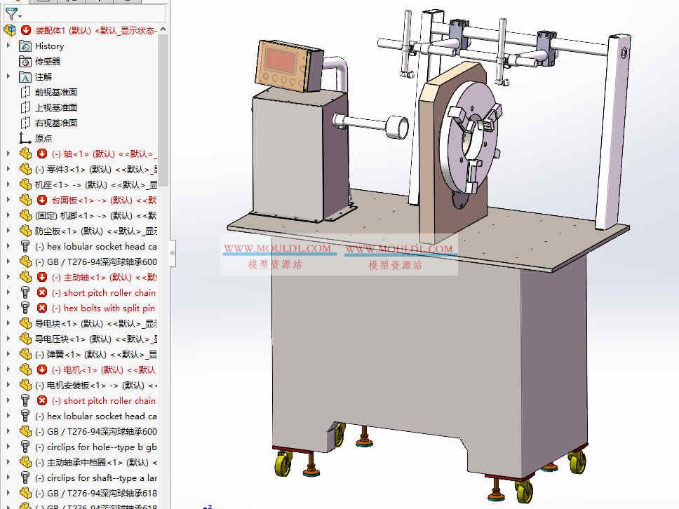 排气管中心回转工装3D模型, 排气管装配旋转定位台 CAD图纸下载 3D模型预览图 - MOULDL模型库