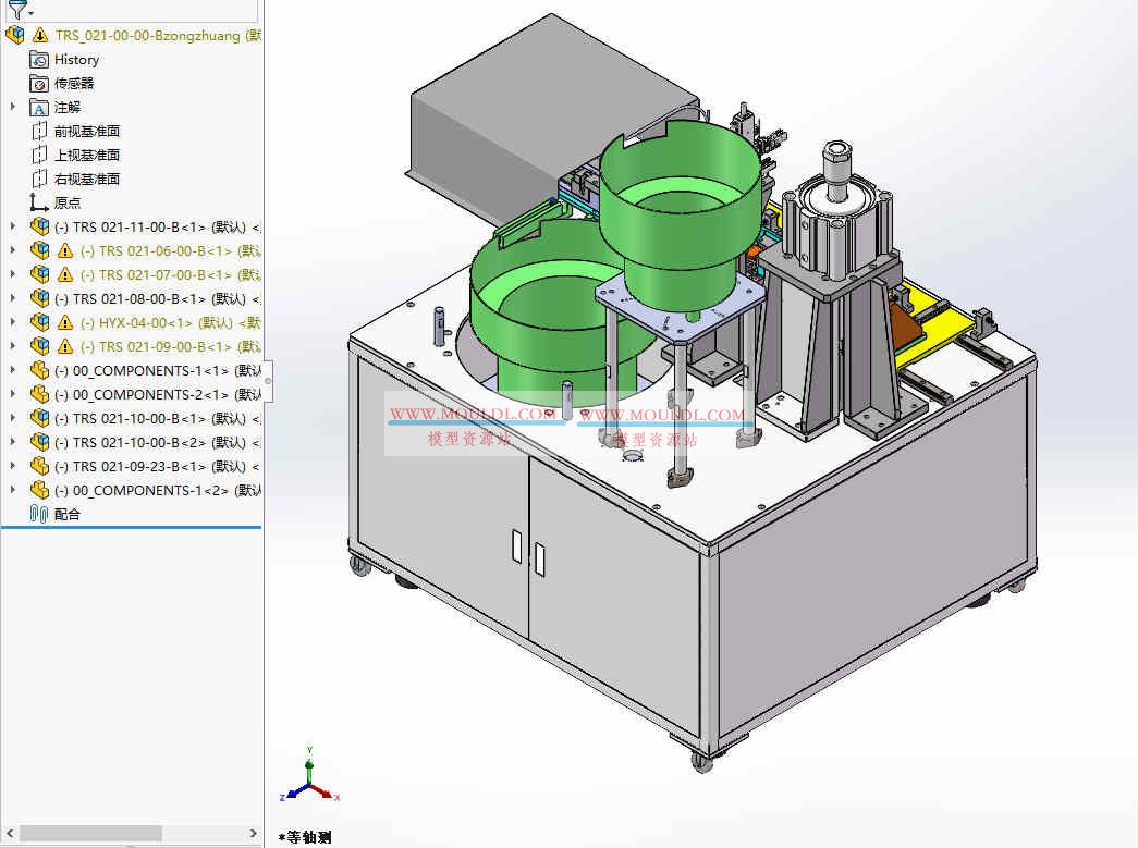气动压销机3D模型, 自动销钉压入设备 CAD图纸下载（含安全防护+到位检测） 3D模型预览图 - MOULDL模型库